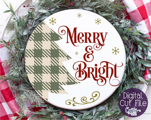 Christmas Svg, Christmas Round Sign, Merry And Bright Svg SVG Crafty Mama Studios 