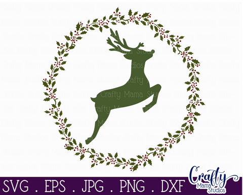 Christmas Svg, Christmas Round Sign, Reindeer Silhouette SVG Crafty Mama Studios 