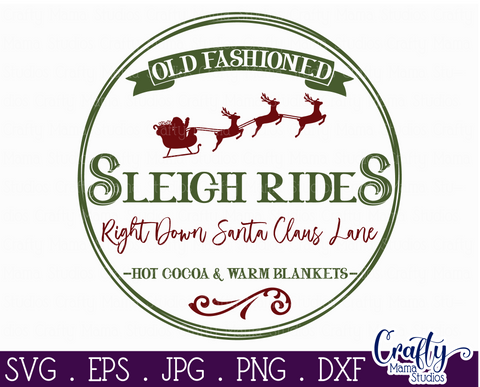 Christmas Svg, Christmas Round Sign, Sleigh Rides, Reindeer SVG Crafty Mama Studios 