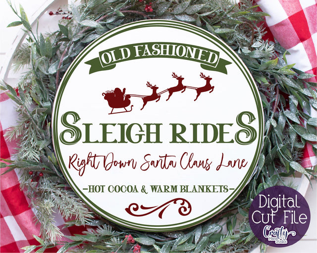 Christmas Svg, Christmas Round Sign, Sleigh Rides, Reindeer SVG Crafty Mama Studios 