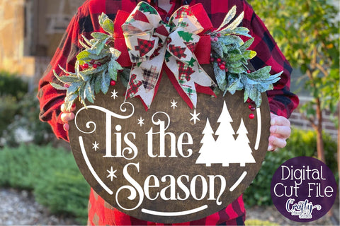 Christmas Svg, Christmas Round Sign, Tis The Season Svg SVG Crafty Mama Studios 