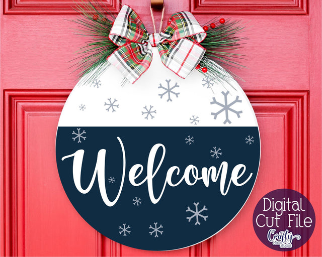 Christmas Svg, Christmas Round Sign, Winter Welcome Cut File SVG Crafty Mama Studios 