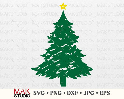 Christmas svg, Christmas tree svg, Distressed svg, Distressed tree svg, Merry christmas svg, Grunge svg, Winter svg SVG MAKStudion 