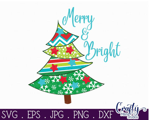 Christmas Svg - Christmas Tree Svg - Merry Christmas Svg - Merry And Bright Svg SVG Crafty Mama Studios 