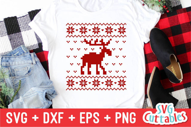 Christmas SVG - Christmas Ugly Sweater Moose SVG Svg Cuttables 