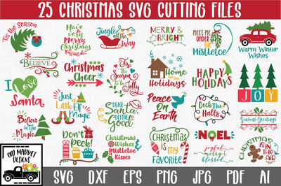 Christmas SVG Cut File Bundle - Includes 25 Designs SVG Old Market