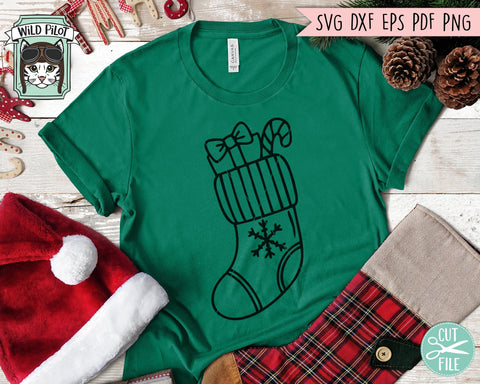 Christmas SVG Cut File, Christmas Stocking SVG, Christmas Clipart, Christmas Cut File, Christmas Stocking Cut File, Christmas Vector SVG Wild Pilot 