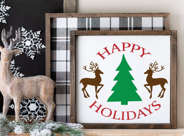 Christmas SVG cut file, Christmas Trees, Reindeer svg cut file, Christmas Trees clipart, Farmhouse sign SVG, Digital Art, Graphic Designs, Vector Art, Front Door wood sign svg, Entryway Printable PNG, Cricut, Instant download, Digital Download SVG Farmstone Studio Designs 