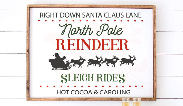 Christmas SVG cut file, North Pole SVG Quote, Wood Tray SVG, Reindeer clipart, Christmas Tree clipart, Square wood sign svg, Round sign SVG svg, Farmhouse SVG, Home decor, Digital Art, Graphic Designs, Vector Art SVG Farmstone Studio Designs 