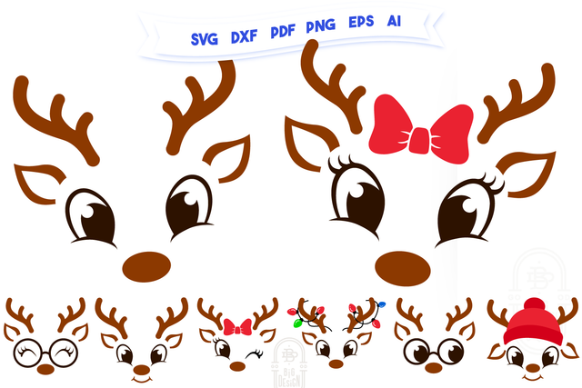 Christmas SVG - Cute Reindeers SVG Chris Bundle SVG Big Design &Co 