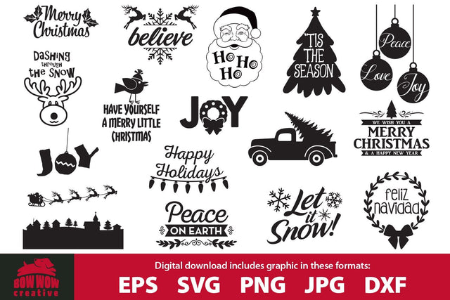Christmas SVG Cutting File & Clipart Bundle SVG Bow Wow Creative 