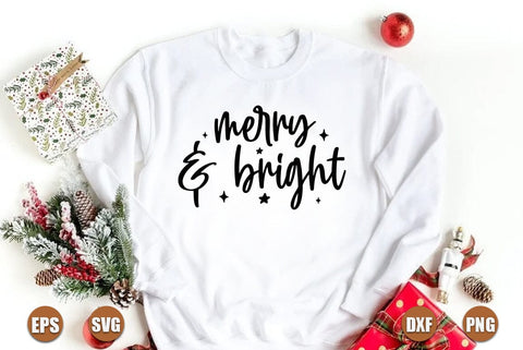 Christmas SVG Design, Merry and bright SVG FiveStarCrafting 