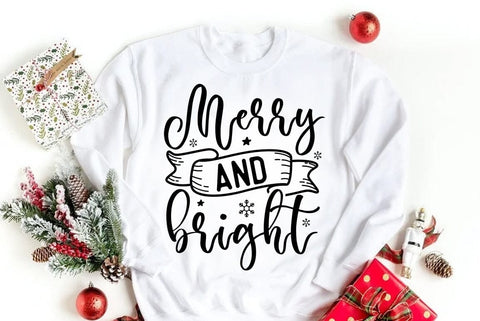 Christmas SVG Design, Merry and bright SVG FiveStarCrafting 
