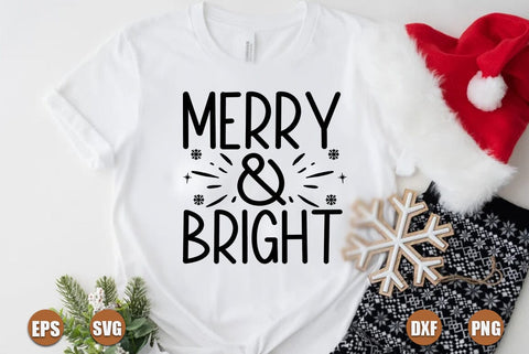 Christmas SVG Design, Merry and Bright SVG FiveStarCrafting 