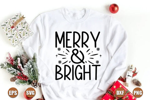 Christmas SVG Design, Merry and Bright SVG FiveStarCrafting 