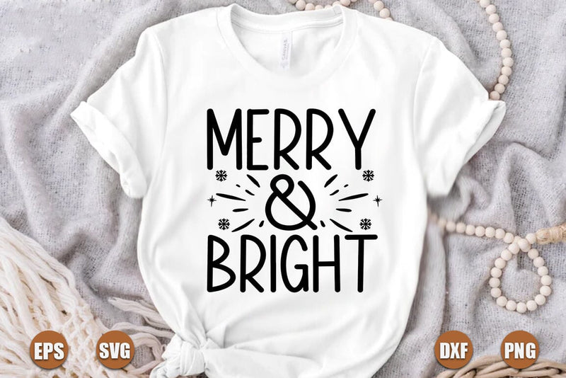 Christmas SVG Design, Merry and Bright SVG FiveStarCrafting 