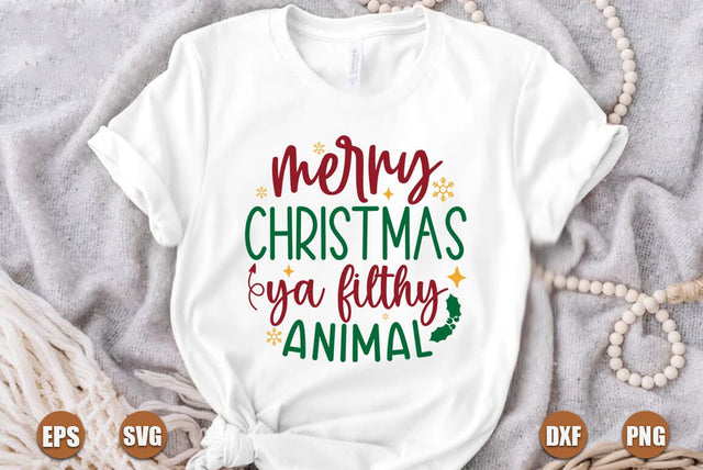 Christmas SVG Design, Merry Christmas ya filthy animal SVG FiveStarCrafting 
