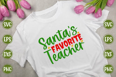 Christmas Svg Design Santa's Favorite Teacher SVG SH_Tee store 