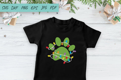 Christmas Svg, Dog Paw Print Svg, Christmas lights svg SVG Irina Ostapenko 