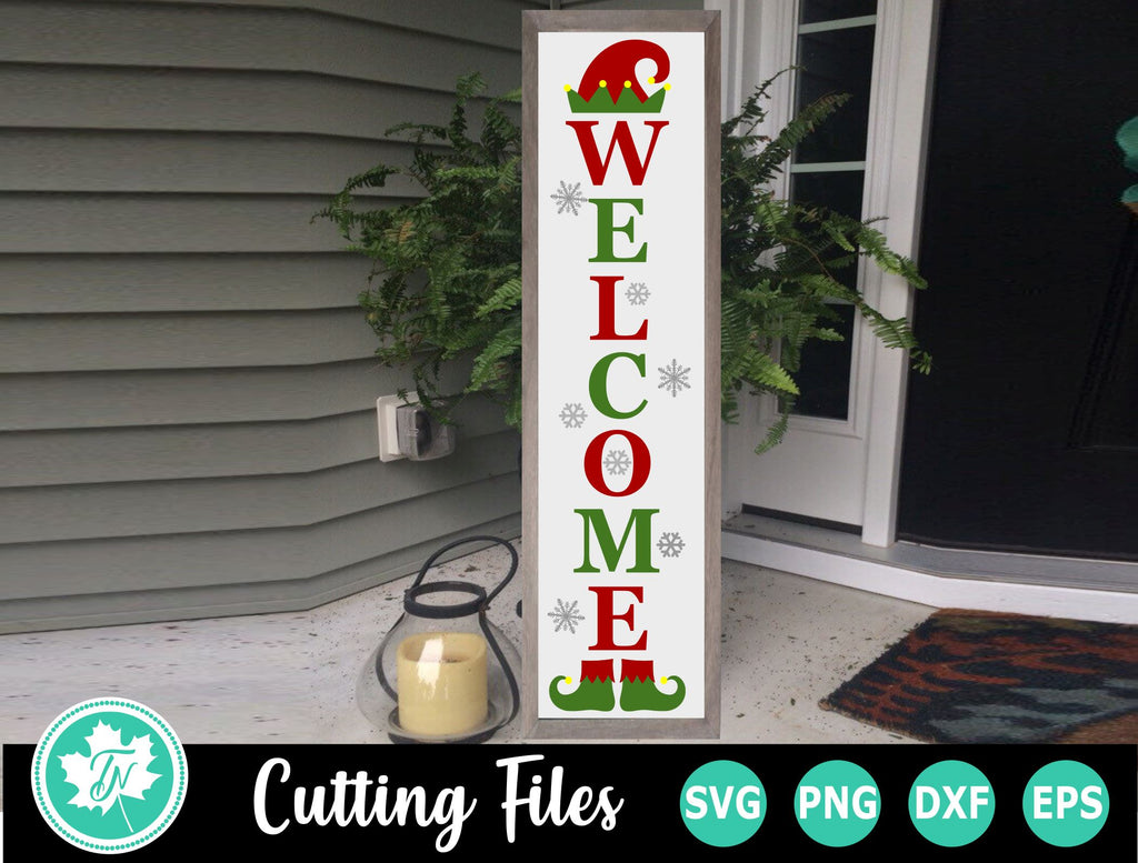 Christmas SVG | Elf Welcome Vertical Sign - So Fontsy