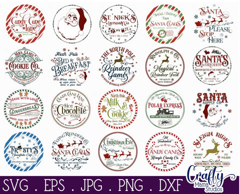 Christmas Svg, Farmhouse Christmas Round Sign Bundle, Santa SVG Crafty Mama Studios 