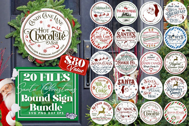Christmas Svg, Farmhouse Christmas Round Sign Bundle, Santa SVG Crafty Mama Studios 