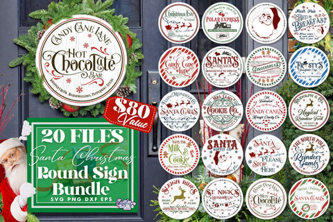 Christmas Svg, Farmhouse Christmas Round Sign Bundle, Santa SVG Crafty Mama Studios 