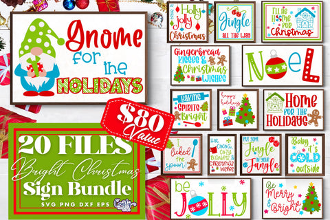 Christmas Svg, Farmhouse Christmas Sign Bundle, Bright Santa SVG Crafty Mama Studios 