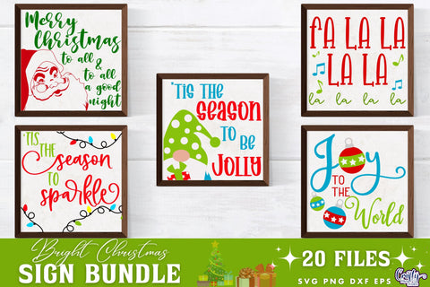 Christmas Svg, Farmhouse Christmas Sign Bundle, Bright Santa SVG Crafty Mama Studios 