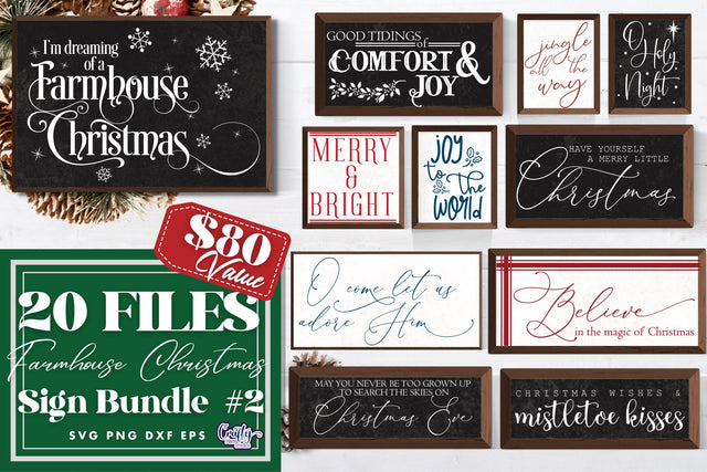 Christmas Svg, Farmhouse Christmas Sign Bundle, Farmhouse #2 SVG Crafty Mama Studios 
