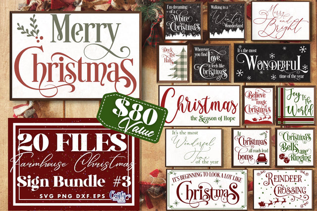 Christmas Svg, Farmhouse Christmas Sign Bundle, Farmhouse #3 SVG Crafty Mama Studios 