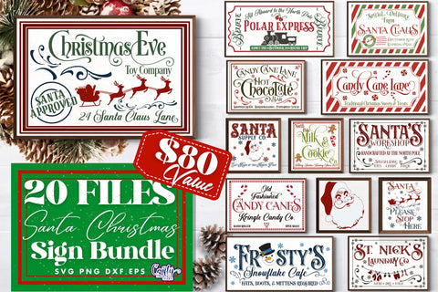 Christmas Svg, Farmhouse Christmas Sign Bundle, Santa Claus SVG Crafty Mama Studios 