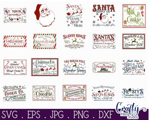 Christmas Svg, Farmhouse Christmas Sign Bundle, Santa Claus SVG Crafty Mama Studios 