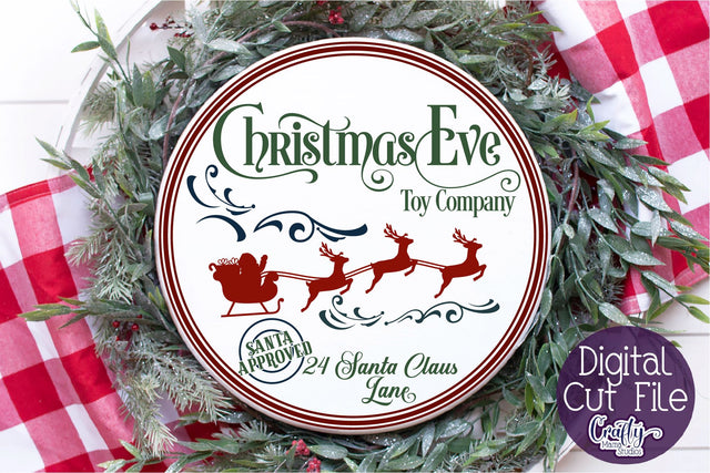 Christmas Svg, Farmhouse Round Sign, Christmas Eve Toy Co SVG Crafty Mama Studios 