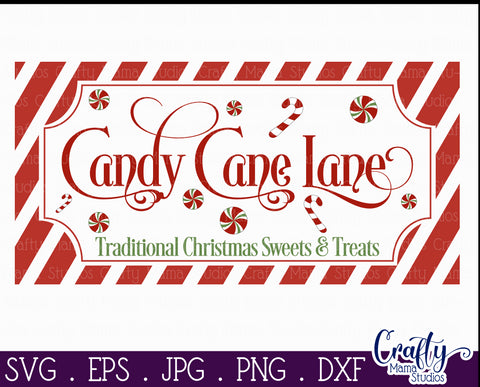 Christmas Svg, Farmhouse Svg, Candy Cane Lane Cut File SVG Crafty Mama Studios 