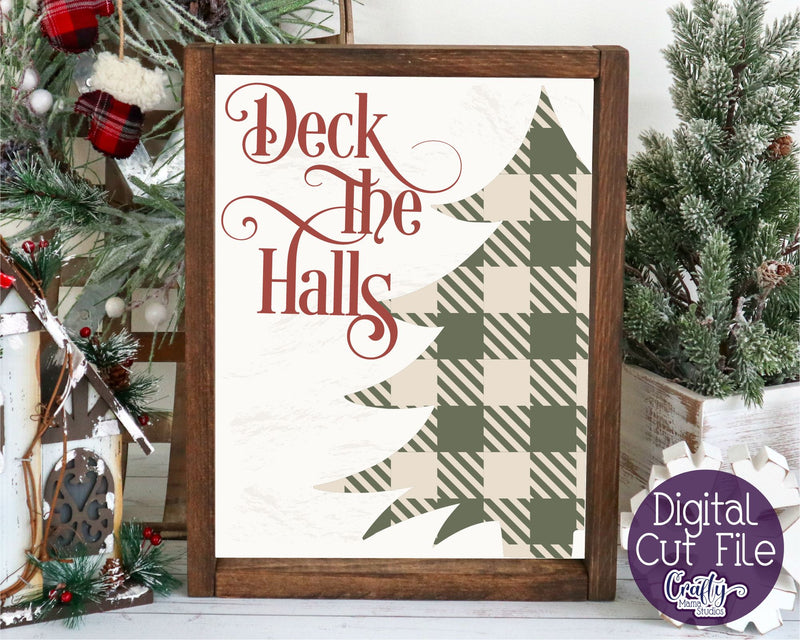 Christmas Svg, Farmhouse Svg, Deck The Halls Buffalo Plaid - So Fontsy