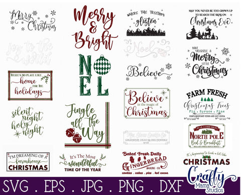 Christmas Svg, Farmhouse Svg Farmhouse Christmas Sign Bundle SVG Crafty Mama Studios 
