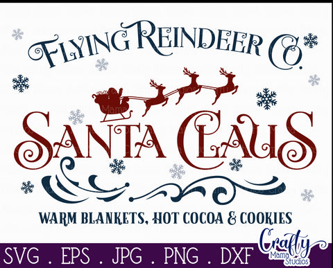 Christmas Svg, Farmhouse Svg, Flying Reindeer Co Cut File SVG Crafty Mama Studios 