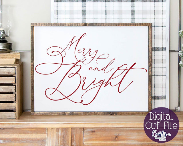 Christmas Svg, Farmhouse Svg, Merry And Bright Cut File SVG Crafty Mama Studios 