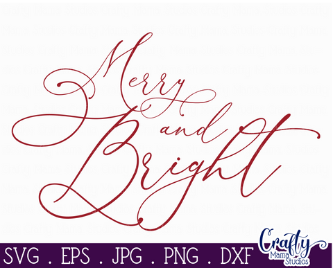Christmas Svg, Farmhouse Svg, Merry And Bright Cut File SVG Crafty Mama Studios 