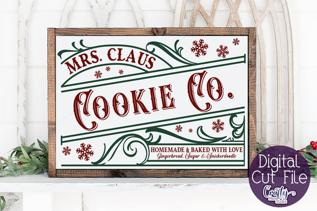Christmas Svg, Farmhouse Svg, Mrs. Claus Cookie Company File SVG Crafty Mama Studios 