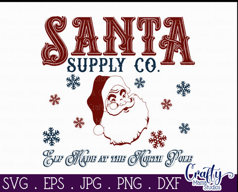 Christmas Svg, Farmhouse Svg, Santa Supply Company Cut File SVG Crafty Mama Studios 