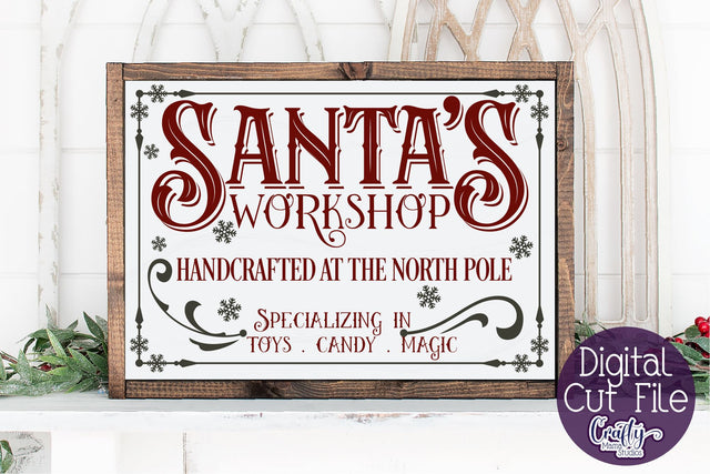 Christmas Svg, Farmhouse Svg, Santa's Workshop Cut File SVG Crafty Mama Studios 