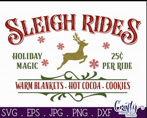 Christmas Svg, Farmhouse Svg, Sleigh Rides, Santa's Sleigh SVG Crafty Mama Studios 