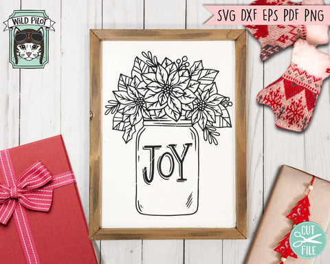 Christmas SVG File, Christmas Bundle SVG Cut Files, Poinsettia SVG, Present SVG, Candle SVG, Lantern SVG, Candy Cane SVG, Coffee SVG, Teacup SVG, Mason Jar SVG, Stocking SVG, Bell SVG SVG Wild Pilot 