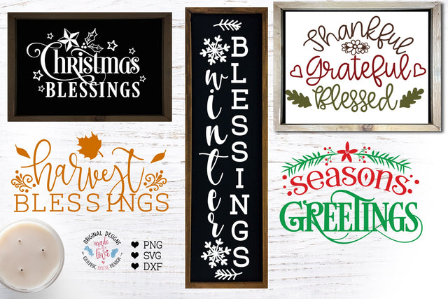 Christmas SVG Files - Holiday Blessings Cut Files SVG Graphic House Design 