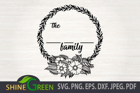 Christmas SVG - Floral Family Monogram SVG Frame SVG Shine Green Art 