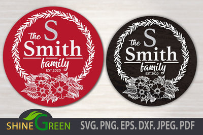 Christmas SVG - Floral Family Monogram SVG Frame SVG Shine Green Art 