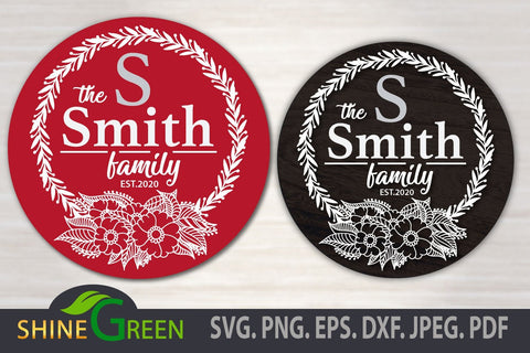 Christmas SVG - Floral Family Monogram SVG Frame SVG Shine Green Art 