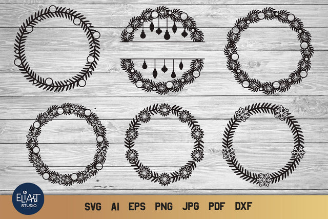 Christmas SVG Frame Bundle, Monogram SVG, Circle Frame SVG. SVG Elinorka 